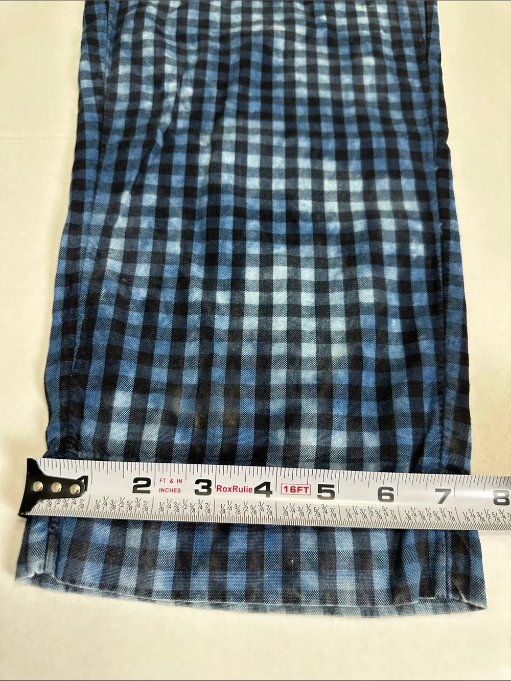 Anthropologie Maeve Avryl Bleached Gingham Pants Blue Size‎ 6 High Rise Tapered